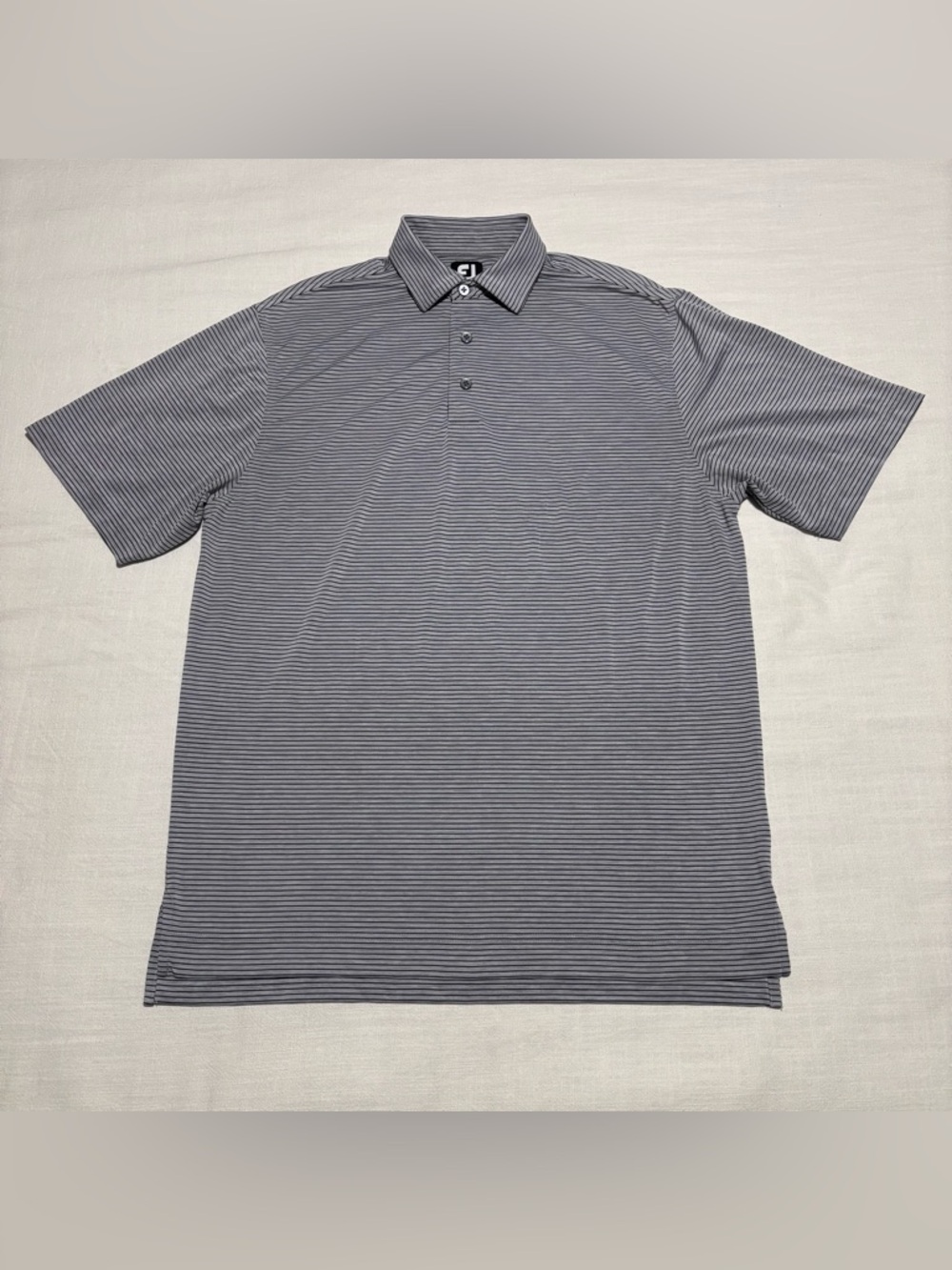 Men’s FJ FootJoy Stretch Pinstripe Lisle Golf Polo Shirt | Gray | Size Medium